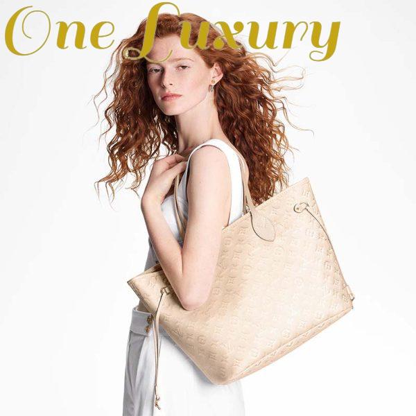 Replica Louis Vuitton Women LV Neverfull MM Carryall Tote Beige Sprayed Embossed Grained Cowhide 13