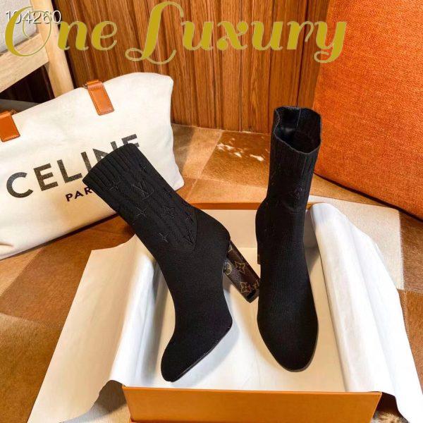 Replica Louis Vuitton LV Women Silhouette Ankle Boot Black Stretch Textile Patent Monogram Canvas 6