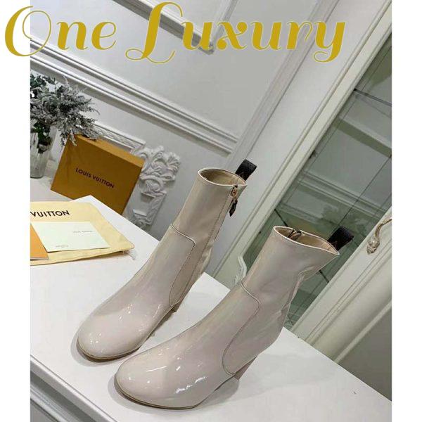 Replica Louis Vuitton LV Women Silhouette Ankle Boot Shiny Rubber-White 4