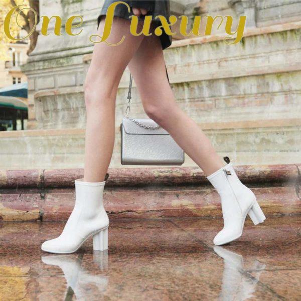 Replica Louis Vuitton LV Women Silhouette Ankle Boot Shiny Rubber-White 7