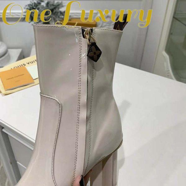 Replica Louis Vuitton LV Women Silhouette Ankle Boot Shiny Rubber-White 8
