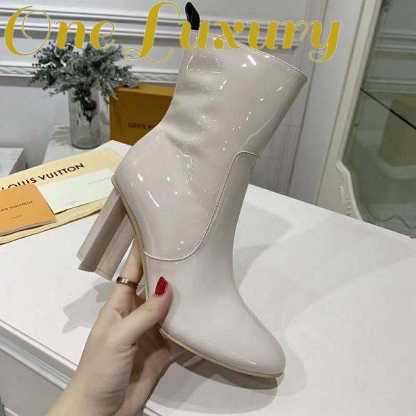 Replica Louis Vuitton LV Women Silhouette Ankle Boot Shiny Rubber-White 9