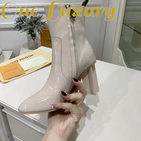 Replica Louis Vuitton LV Women Silhouette Ankle Boot Shiny Rubber-White 10