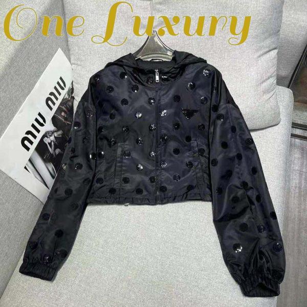 Replica Prada Women Re-Nylon Embroidered Jacket-Black 4