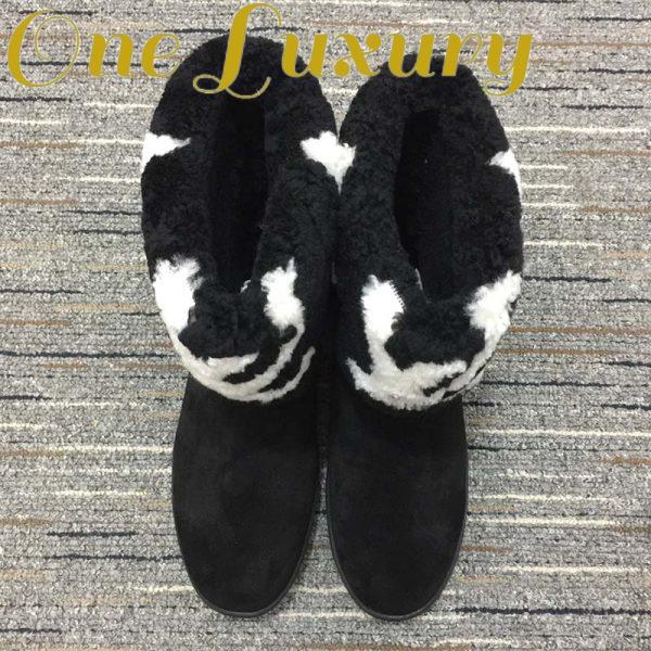 Replica Louis Vuitton LV Women Snowdrop Flat Ankle Boot Black Suede Calf Leather Shearling Wool 5