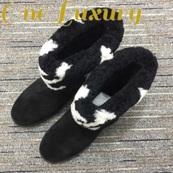 Replica Louis Vuitton LV Women Snowdrop Flat Ankle Boot Black Suede Calf Leather Shearling Wool 6