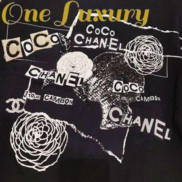 Replica Chanel Women Sweatshirt in Cotton White Black Navy Blue & Silver 7