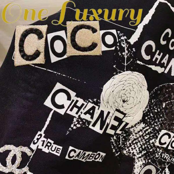 Replica Chanel Women Sweatshirt in Cotton White Black Navy Blue & Silver 9
