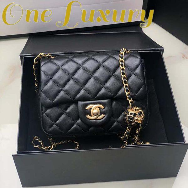 Replica Chanel Women Mini Flap Bag Calfskin Gold-Tone Metal Ball Black 3