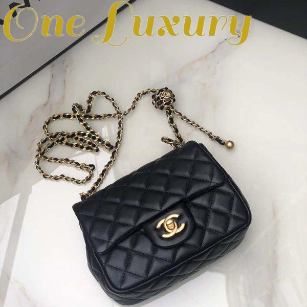 Replica Chanel Women Mini Flap Bag Calfskin Gold-Tone Metal Ball Black 4