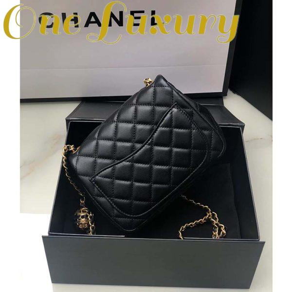 Replica Chanel Women Mini Flap Bag Calfskin Gold-Tone Metal Ball Black 6