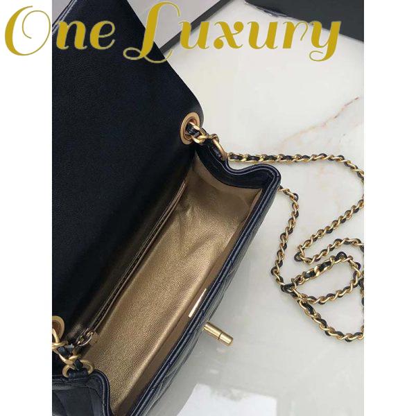 Replica Chanel Women Mini Flap Bag Calfskin Gold-Tone Metal Ball Black 9