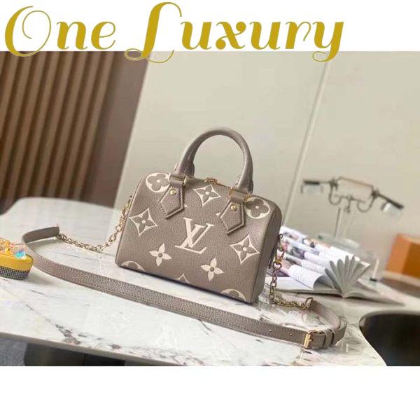 Replica Louis Vuitton Women LV Speedy Bandouliere 20 Handbag Gray Beige Monogram Empreinte Embossed Cowhide 4