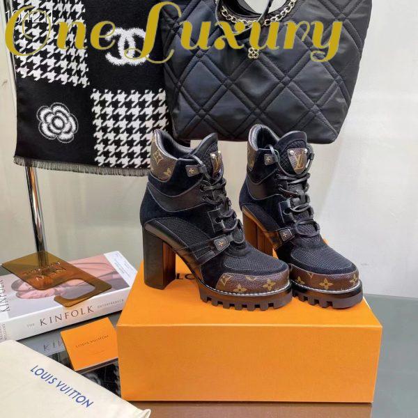 Replica Louis Vuitton LV Women Star Trail Ankle Boot Black Mix Materials Treaded Rubber 9.5 Cm Heel 3