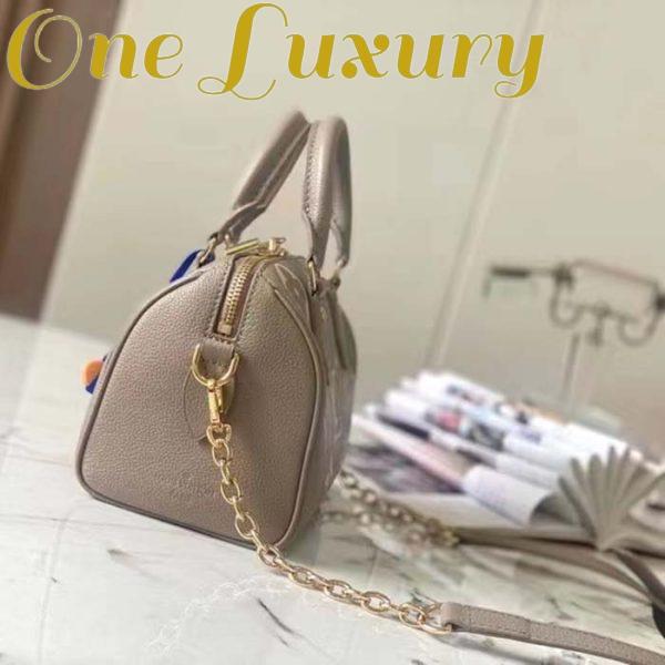 Replica Louis Vuitton Women LV Speedy Bandouliere 20 Handbag Gray Beige Monogram Empreinte Embossed Cowhide 6