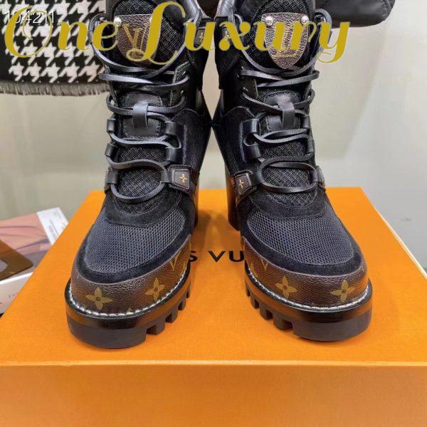 Replica Louis Vuitton LV Women Star Trail Ankle Boot Black Mix Materials Treaded Rubber 9.5 Cm Heel 4
