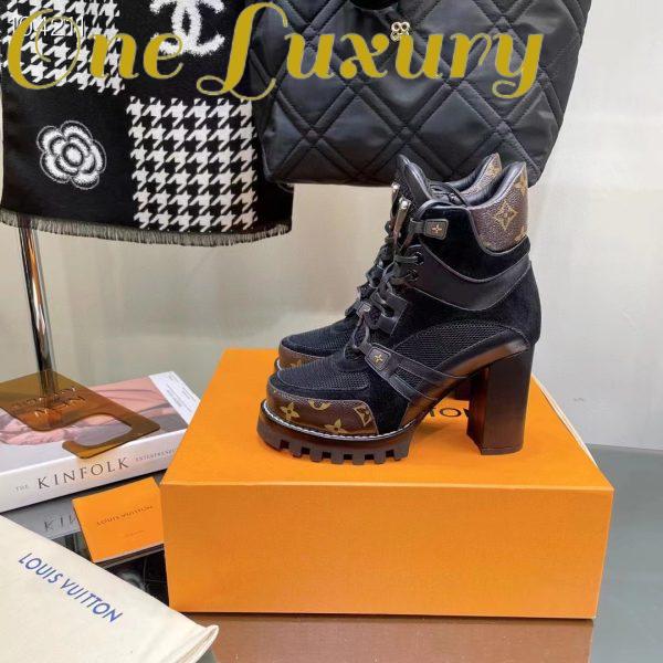 Replica Louis Vuitton LV Women Star Trail Ankle Boot Black Mix Materials Treaded Rubber 9.5 Cm Heel 5