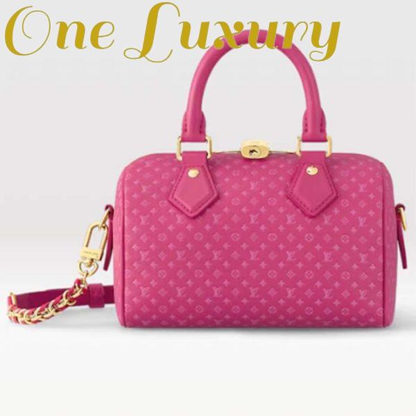 Replica Louis Vuitton Women LV Speedy Bandouliere 20 Handbag Rose Calfskin Double Zip