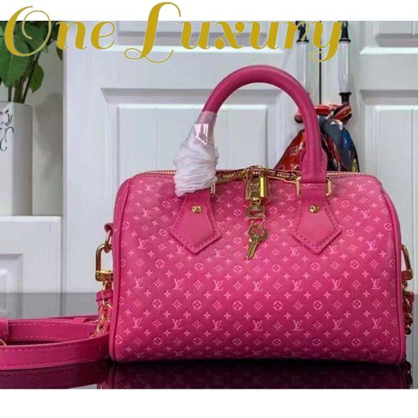 Replica Louis Vuitton Women LV Speedy Bandouliere 20 Handbag Rose Calfskin Double Zip 3