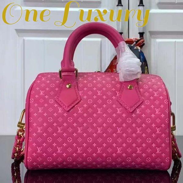 Replica Louis Vuitton Women LV Speedy Bandouliere 20 Handbag Rose Calfskin Double Zip 4