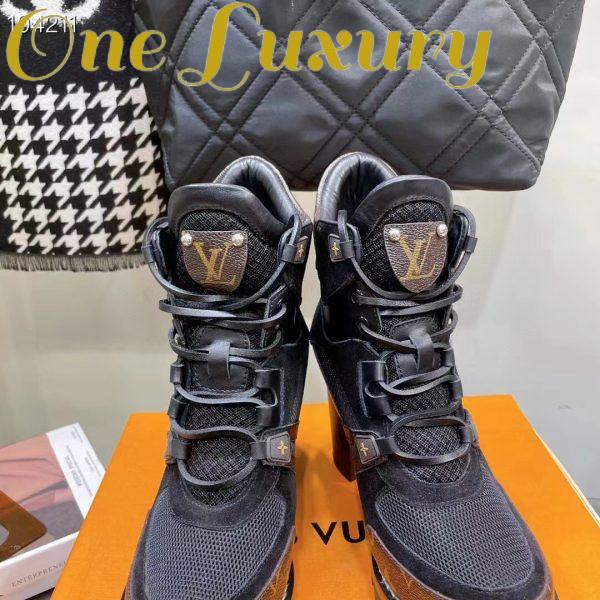 Replica Louis Vuitton LV Women Star Trail Ankle Boot Black Mix Materials Treaded Rubber 9.5 Cm Heel 8