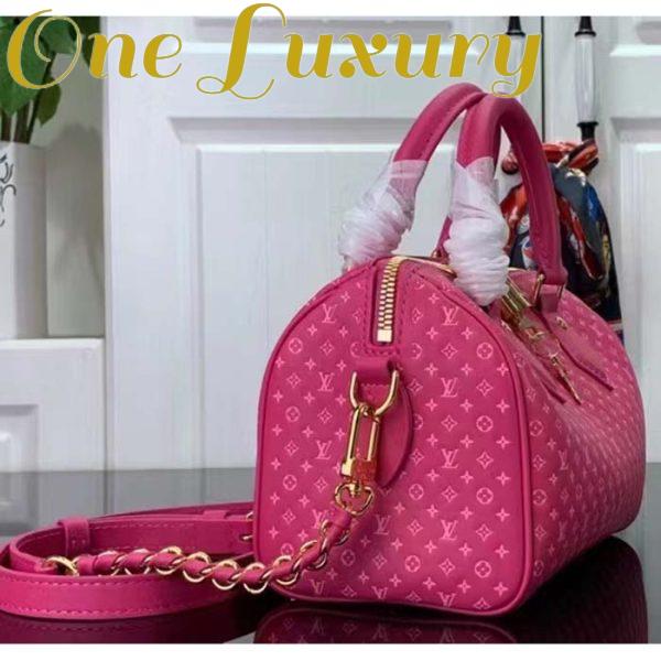 Replica Louis Vuitton Women LV Speedy Bandouliere 20 Handbag Rose Calfskin Double Zip 5
