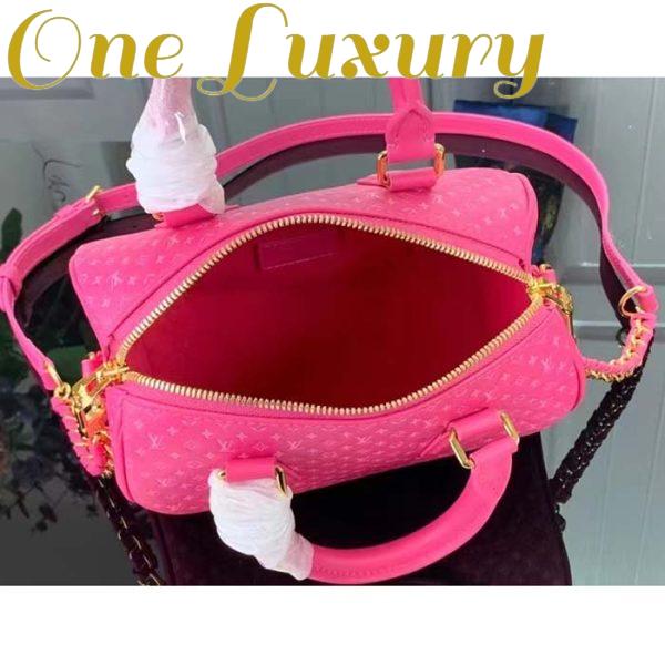 Replica Louis Vuitton Women LV Speedy Bandouliere 20 Handbag Rose Calfskin Double Zip 7