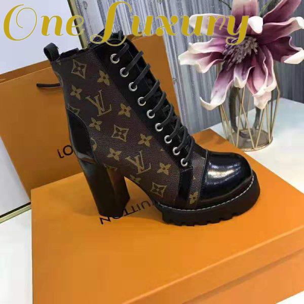 Replica Louis Vuitton LV Women Star Trail Ankle Boot in Black Calf Leather with Monogram Canvas-Brown 3