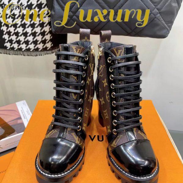 Replica Louis Vuitton LV Women Star Trail Ankle Boot in Black Calf Leather with Monogram Canvas-Brown 4