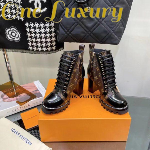 Replica Louis Vuitton LV Women Star Trail Ankle Boot in Black Calf Leather with Monogram Canvas-Brown 5