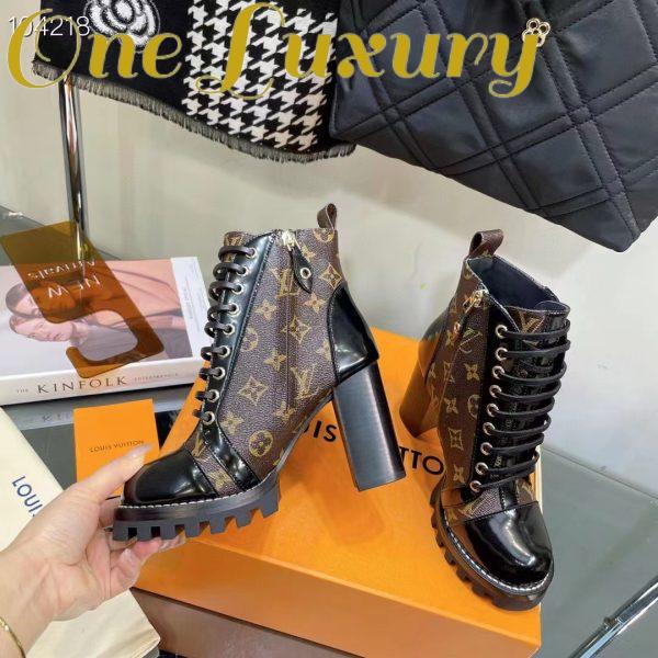 Replica Louis Vuitton LV Women Star Trail Ankle Boot in Black Calf Leather with Monogram Canvas-Brown 8