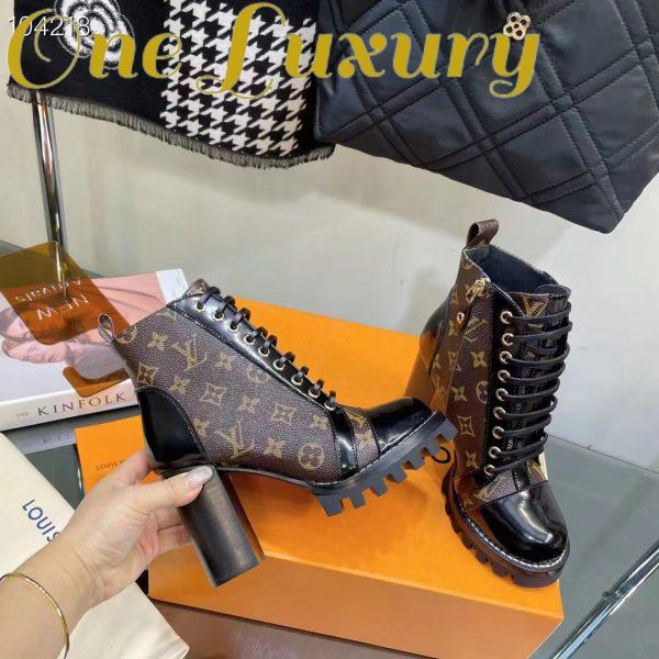 Replica Louis Vuitton LV Women Star Trail Ankle Boot in Black Calf Leather with Monogram Canvas-Brown 14