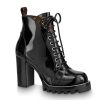 Replica Louis Vuitton LV Women Star Trail Ankle Boot in Black Calf Leather with Monogram Canvas-Brown 20