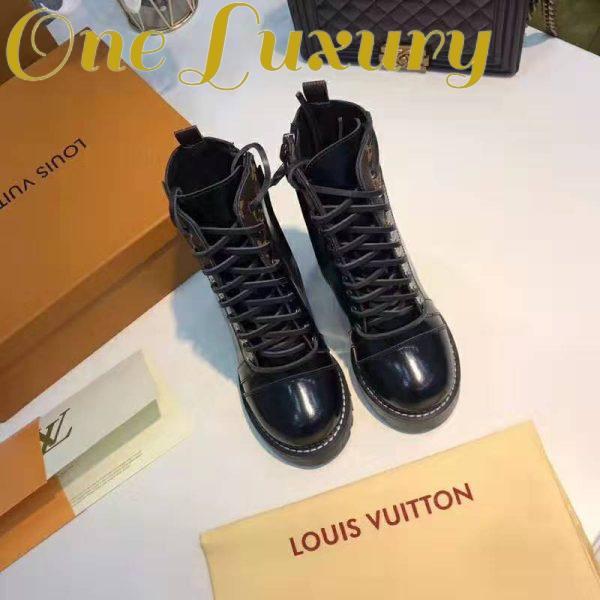 Replica Louis Vuitton LV Women Star Trail Ankle Boot in Black Glazed Calf Leather with Monogram Canvas-Black 4