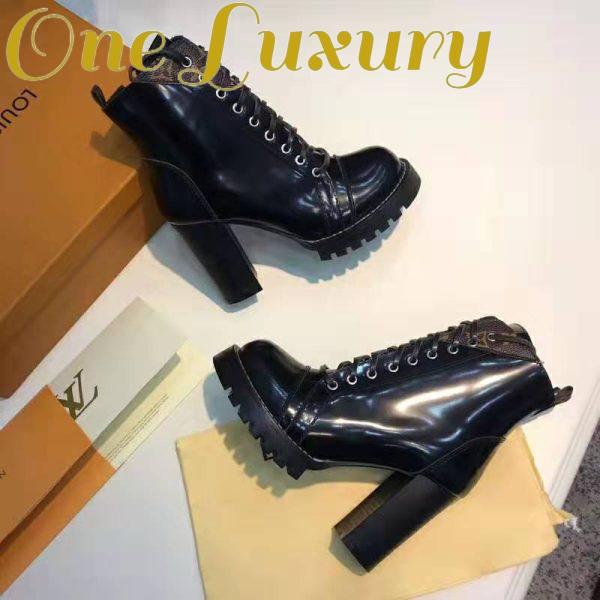 Replica Louis Vuitton LV Women Star Trail Ankle Boot in Black Glazed Calf Leather with Monogram Canvas-Black 5