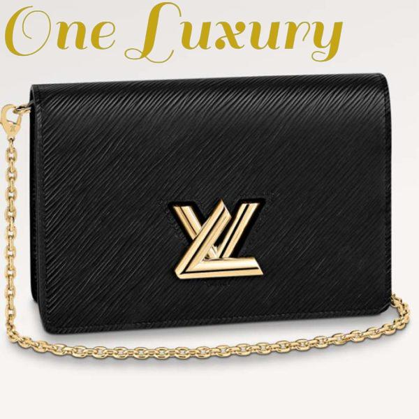 Replica Louis Vuitton Women LV Twist Belt Chain Pouch Black Epi Grained Cowhide Leather