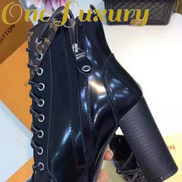 Replica Louis Vuitton LV Women Star Trail Ankle Boot in Black Glazed Calf Leather with Monogram Canvas-Black 6