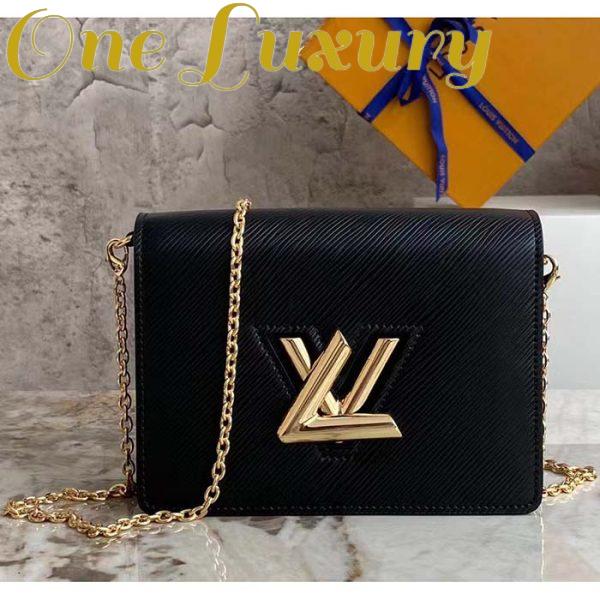 Replica Louis Vuitton Women LV Twist Belt Chain Pouch Black Epi Grained Cowhide Leather 3