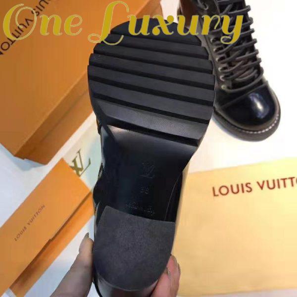 Replica Louis Vuitton LV Women Star Trail Ankle Boot in Black Glazed Calf Leather with Monogram Canvas-Black 7