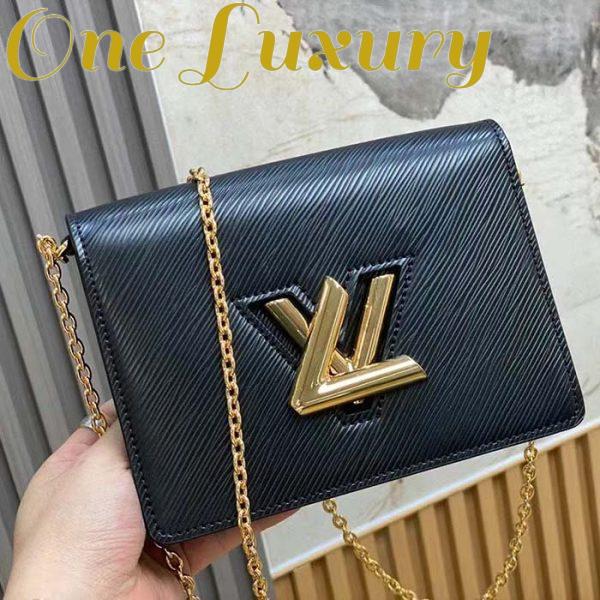 Replica Louis Vuitton Women LV Twist Belt Chain Pouch Black Epi Grained Cowhide Leather 4