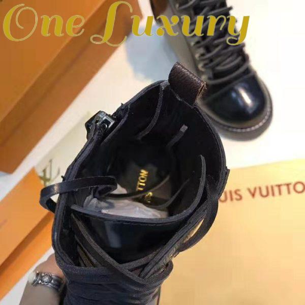 Replica Louis Vuitton LV Women Star Trail Ankle Boot in Black Glazed Calf Leather with Monogram Canvas-Black 8