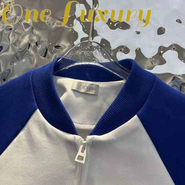 Replica Dior Women Vibe Bomber Jacket Fluorescent Blue and White Technical Cashmere Jacquard 7