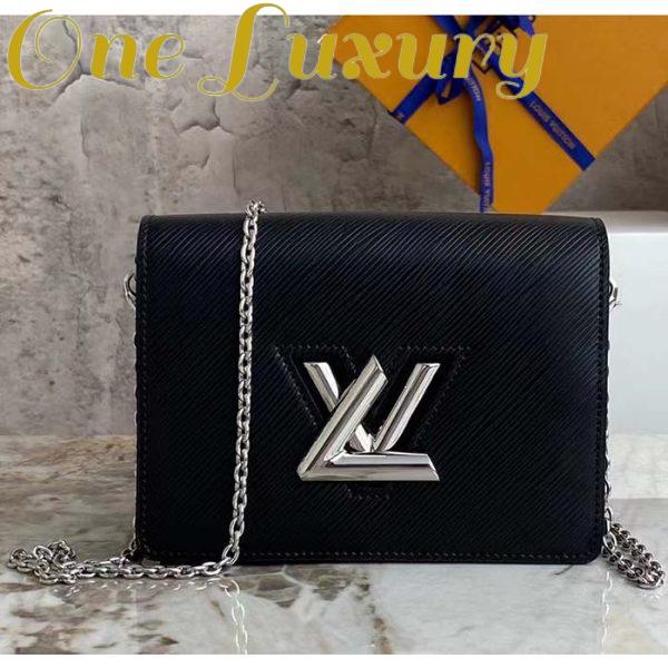 Replica Louis Vuitton Women LV Twist Belt Chain Pouch Black Silver Epi Grained Cowhide Leather 3