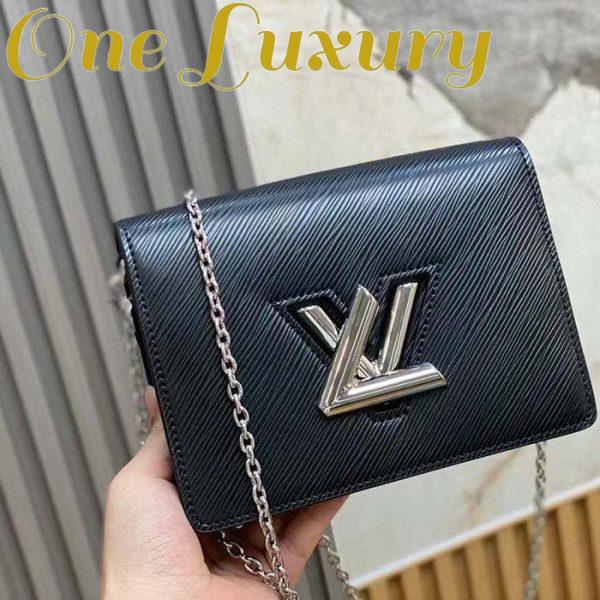 Replica Louis Vuitton Women LV Twist Belt Chain Pouch Black Silver Epi Grained Cowhide Leather 4