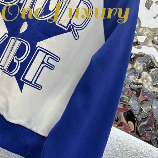 Replica Dior Women Vibe Bomber Jacket Fluorescent Blue and White Technical Cashmere Jacquard 9