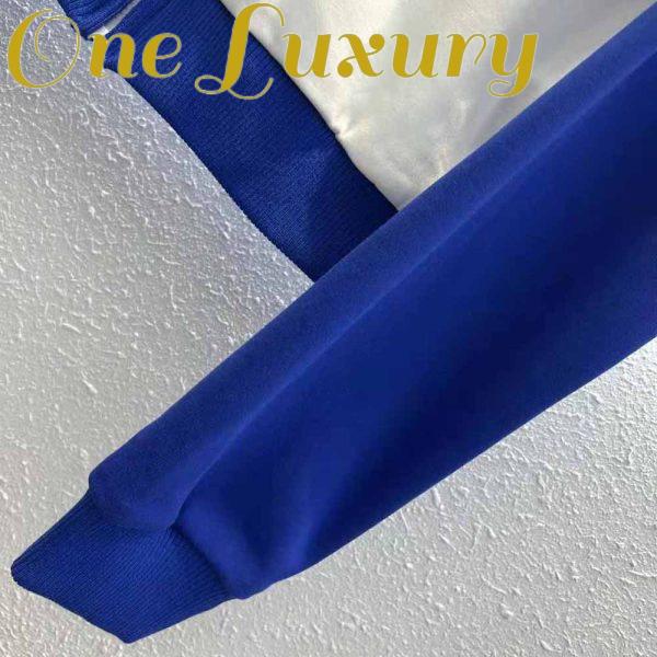 Replica Dior Women Vibe Bomber Jacket Fluorescent Blue and White Technical Cashmere Jacquard 10