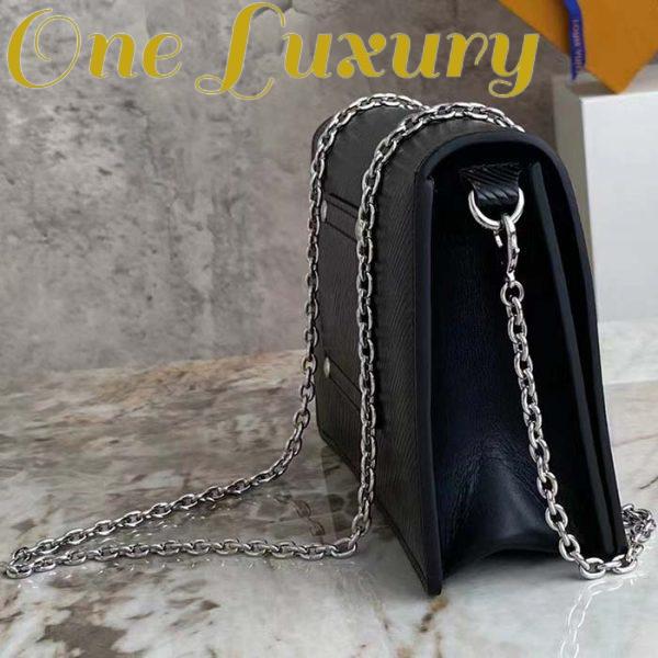Replica Louis Vuitton Women LV Twist Belt Chain Pouch Black Silver Epi Grained Cowhide Leather 7