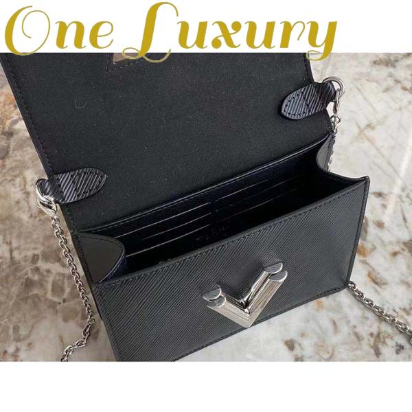 Replica Louis Vuitton Women LV Twist Belt Chain Pouch Black Silver Epi Grained Cowhide Leather 8