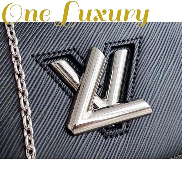 Replica Louis Vuitton Women LV Twist Belt Chain Pouch Black Silver Epi Grained Cowhide Leather 9