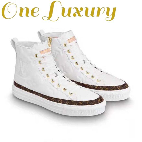 Replica Louis Vuitton LV Women Stellar Sneaker Boot in Soft White Calfskin Leather 2